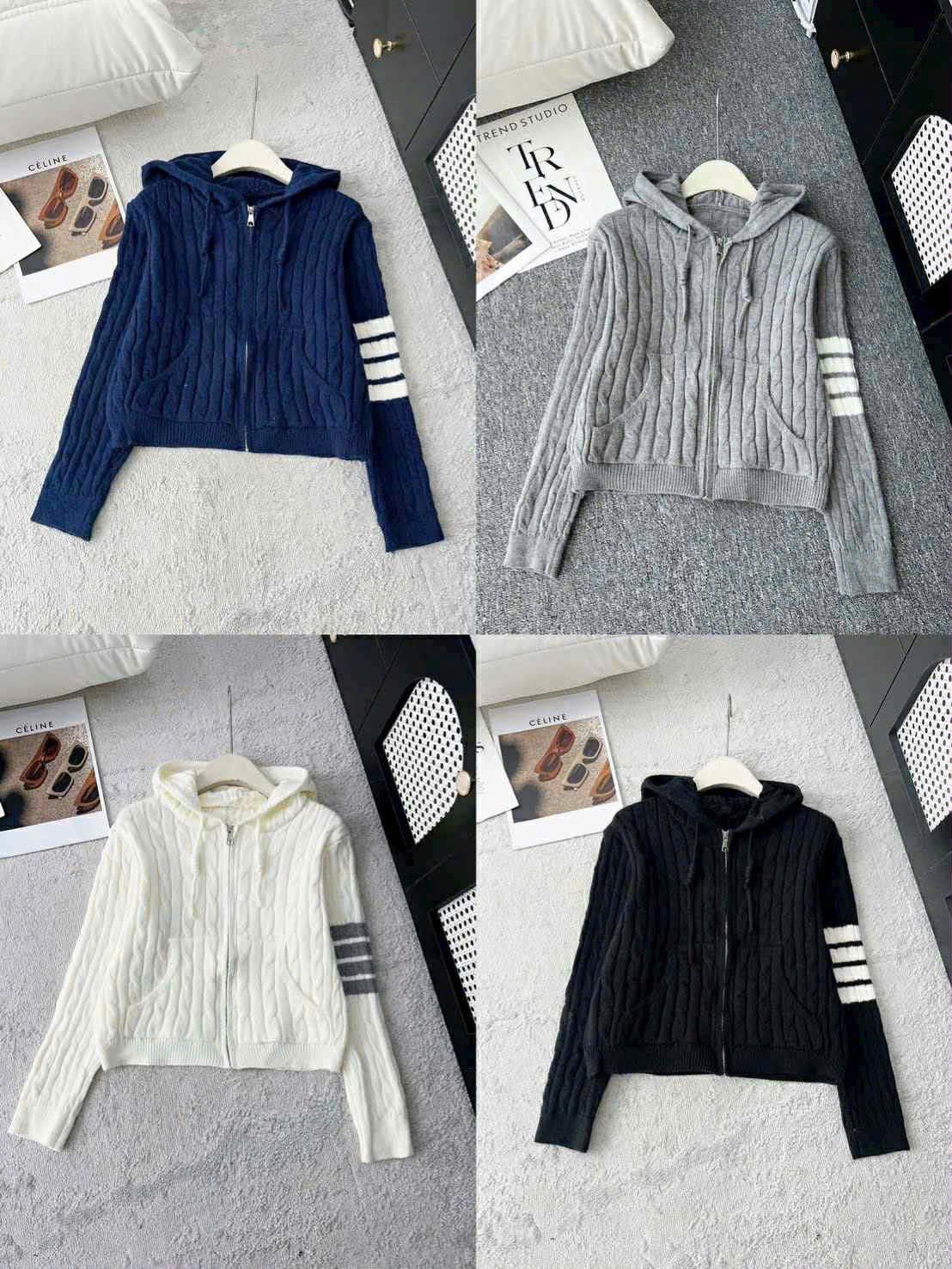  Khoác len thừng tay sọc A54 