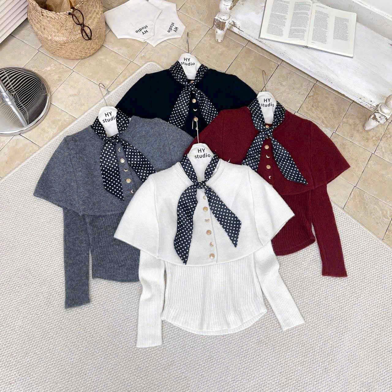  Áo len choàng khăn bi A70 