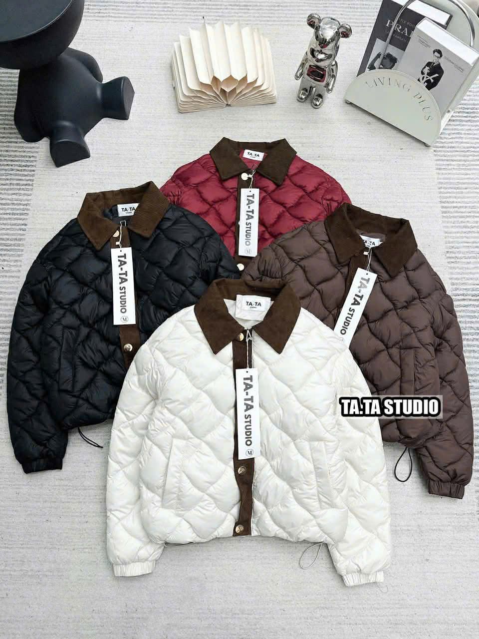  Áo phao cổ bẻ viền nhung E30 