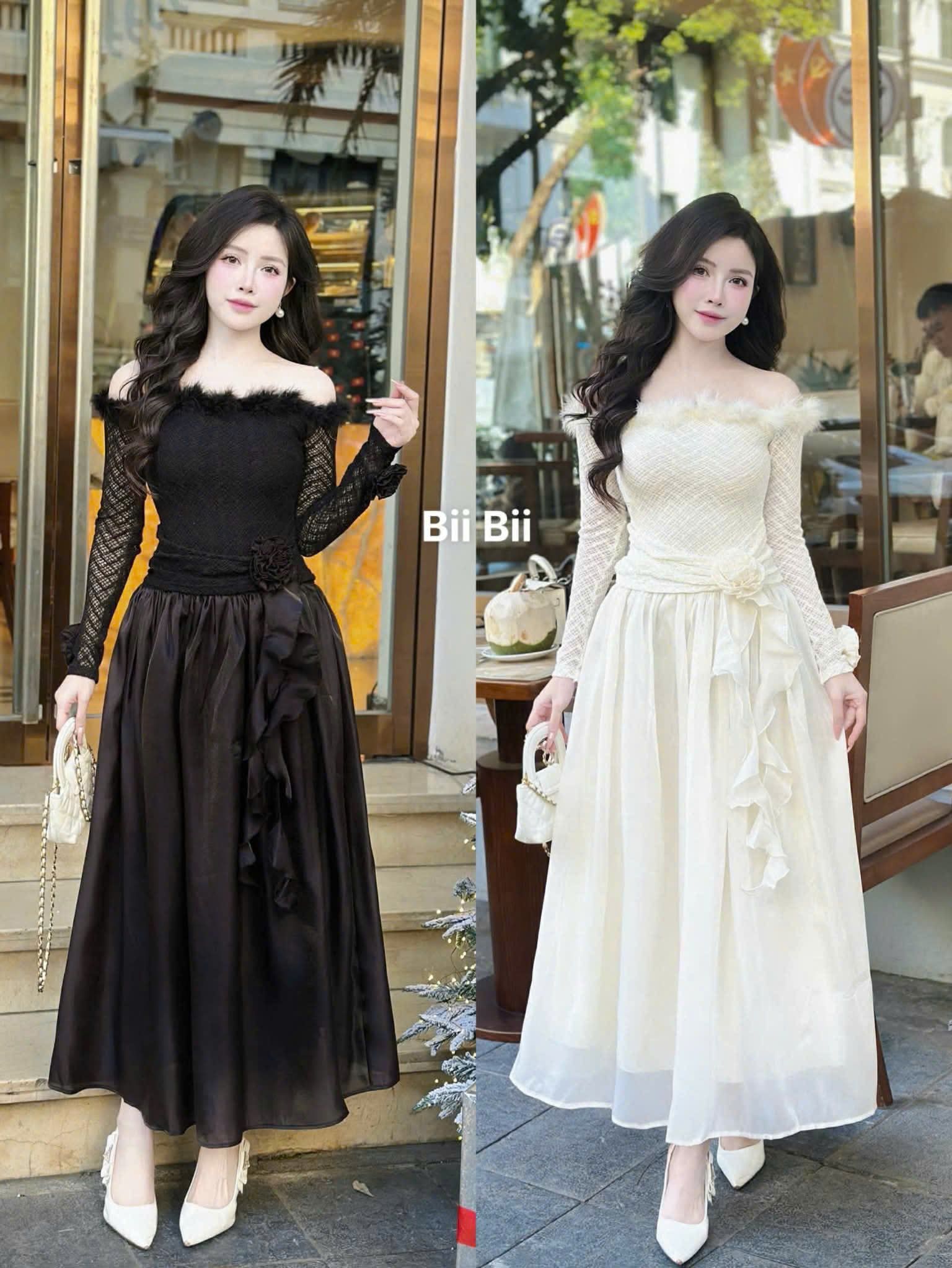  Váy bệt vai hoa bèo V3 