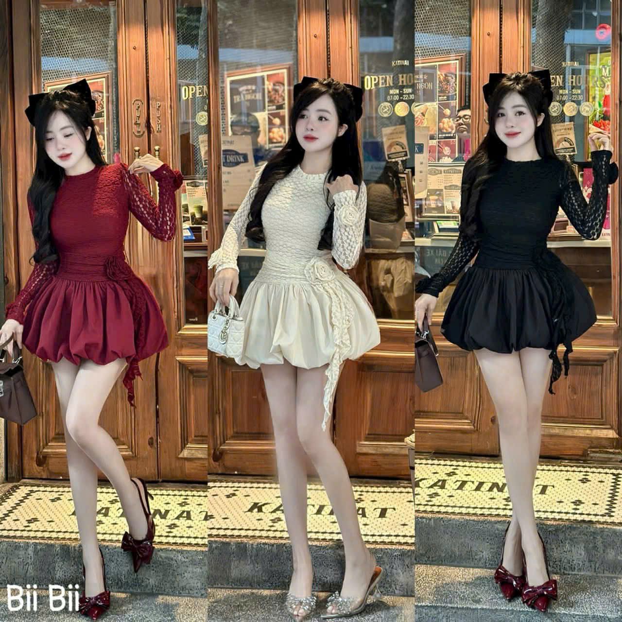  Váy ren hoa bồng V6 