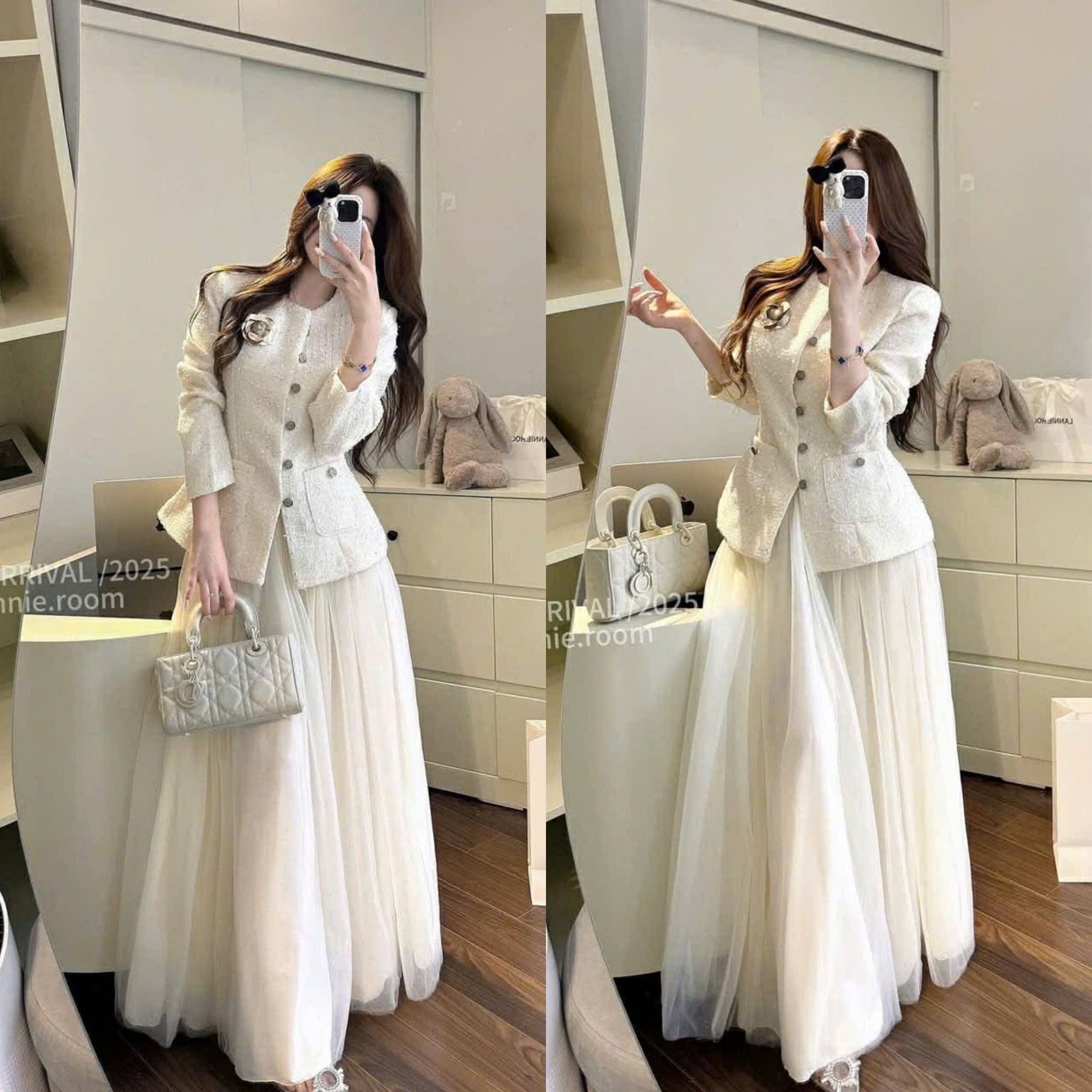  Set áo dạ + cv ren dài B137 