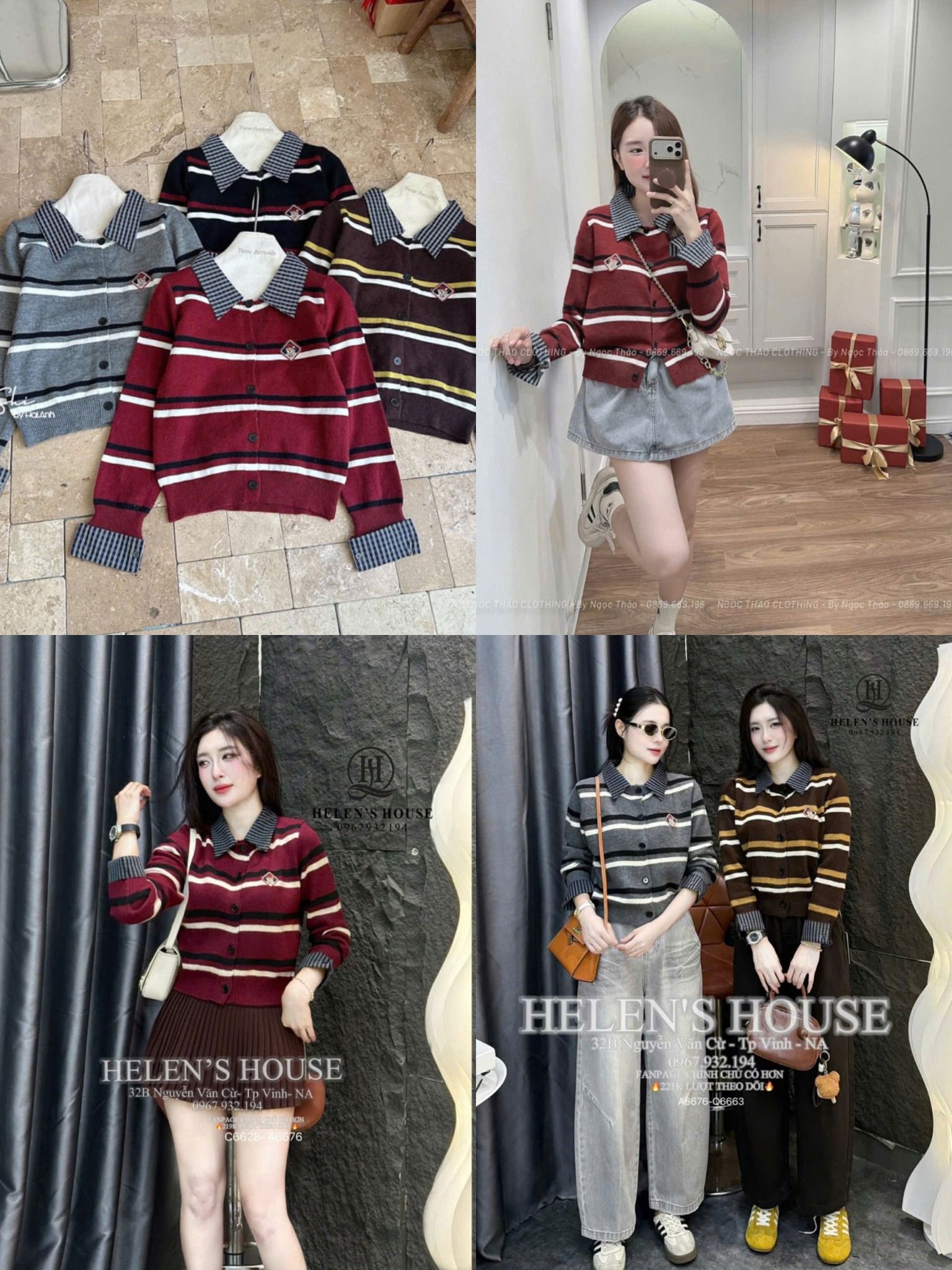  Len gấu kẻ phối sơ mi C169 