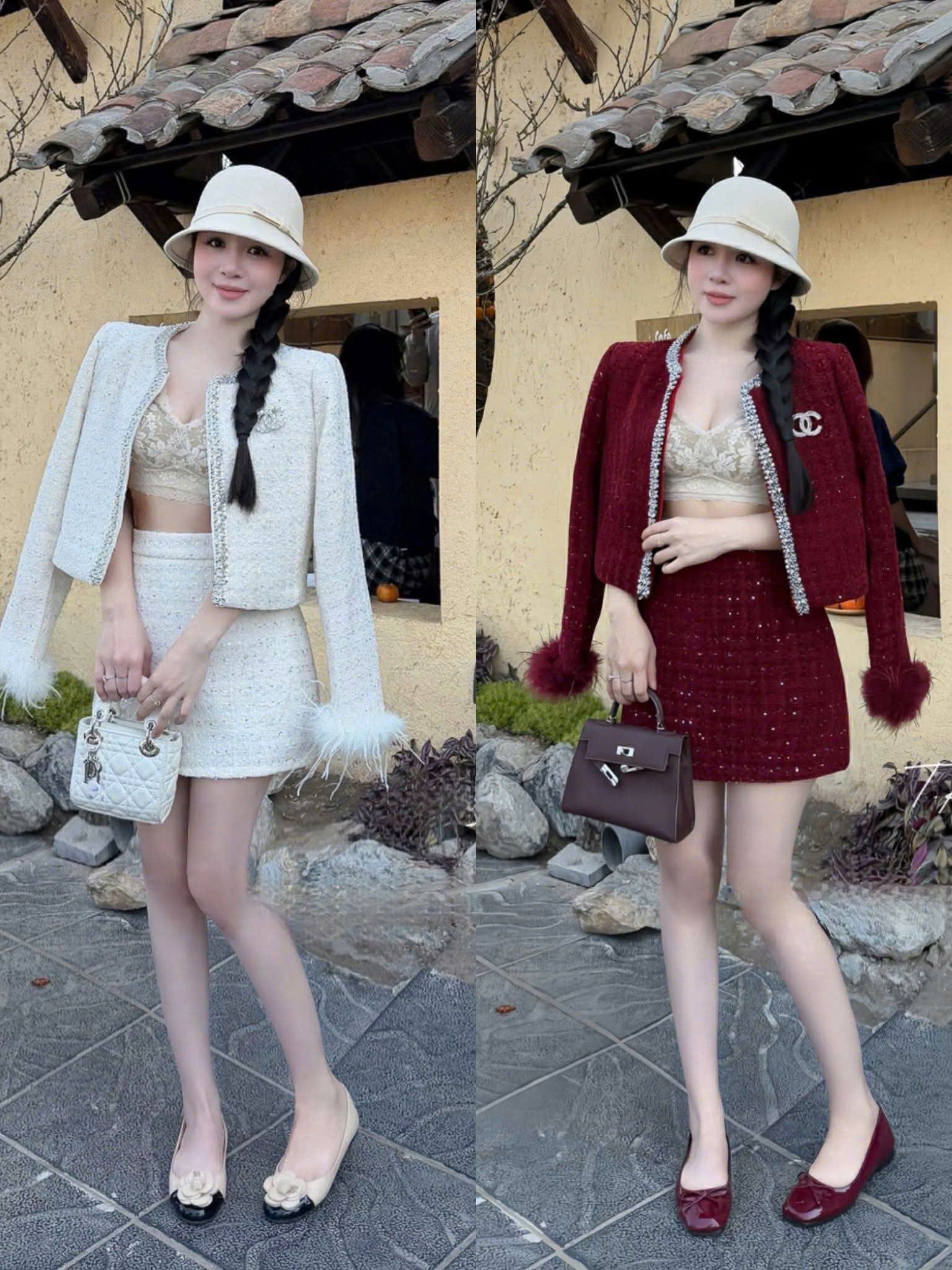  Set dạ tay lông viền đá B135 