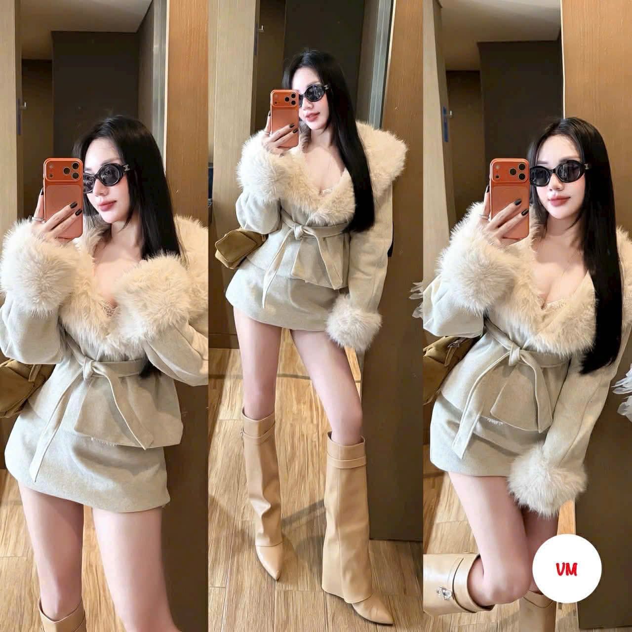  SET DẠ CỔ LÔNG SANG CHẢNH (CK CỌC) B144 