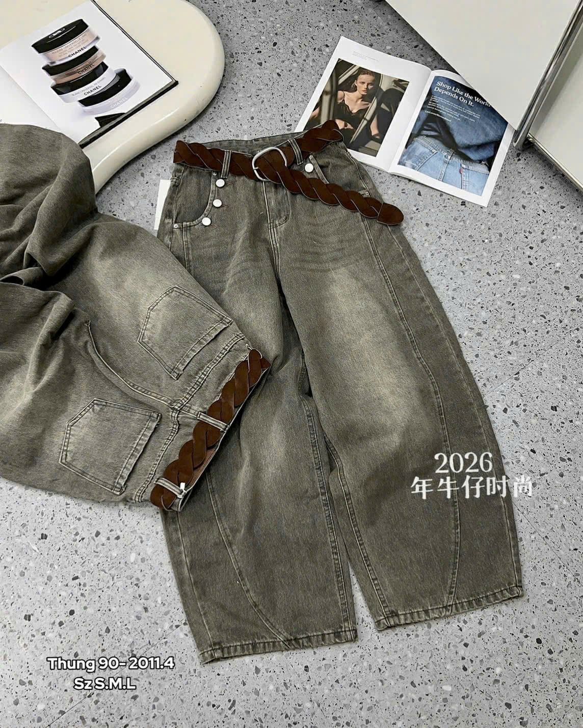  Quần bò baggy khuy túi Q111 