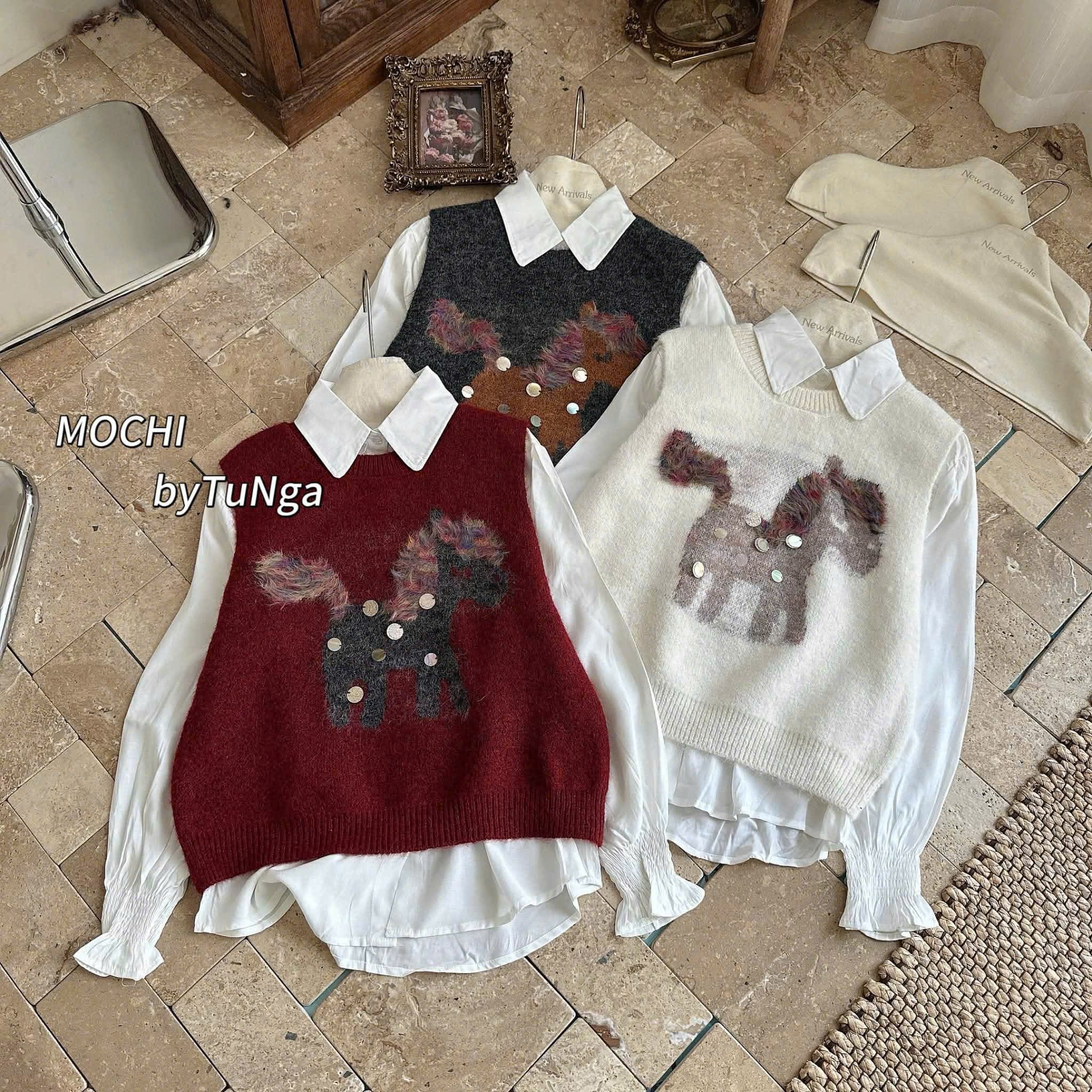  Set sơ mi + gile len ngựa C275 