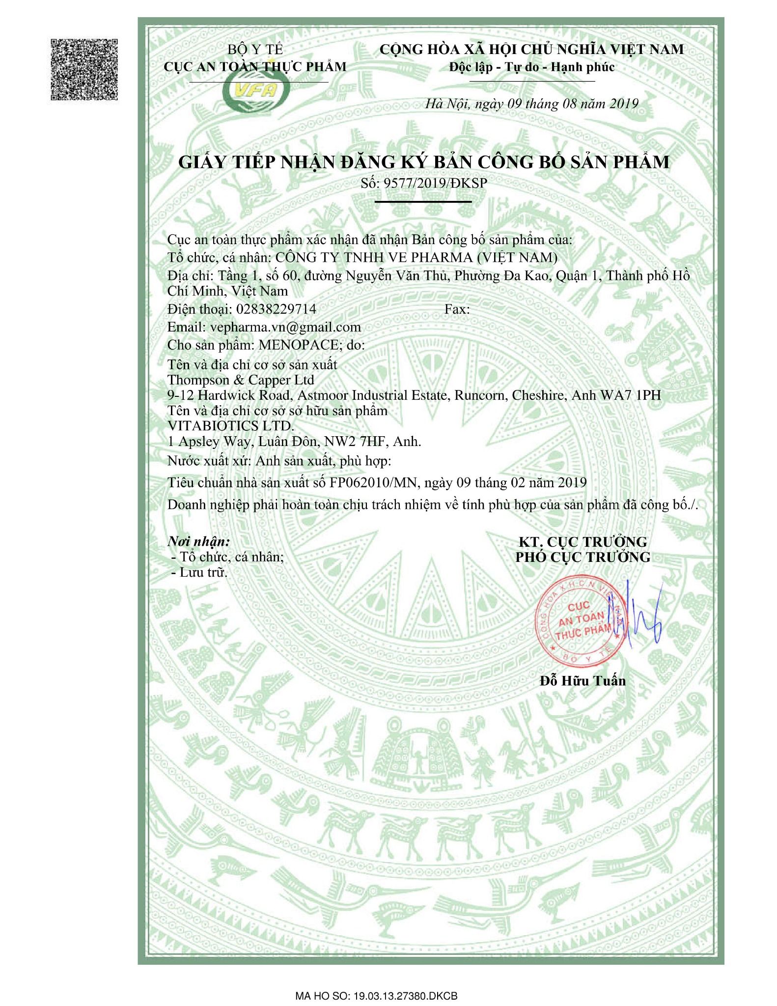  Vitabiotics Menopace Tablets hỗ trợ cân bằng nội tiết tố hộp 30 viên 