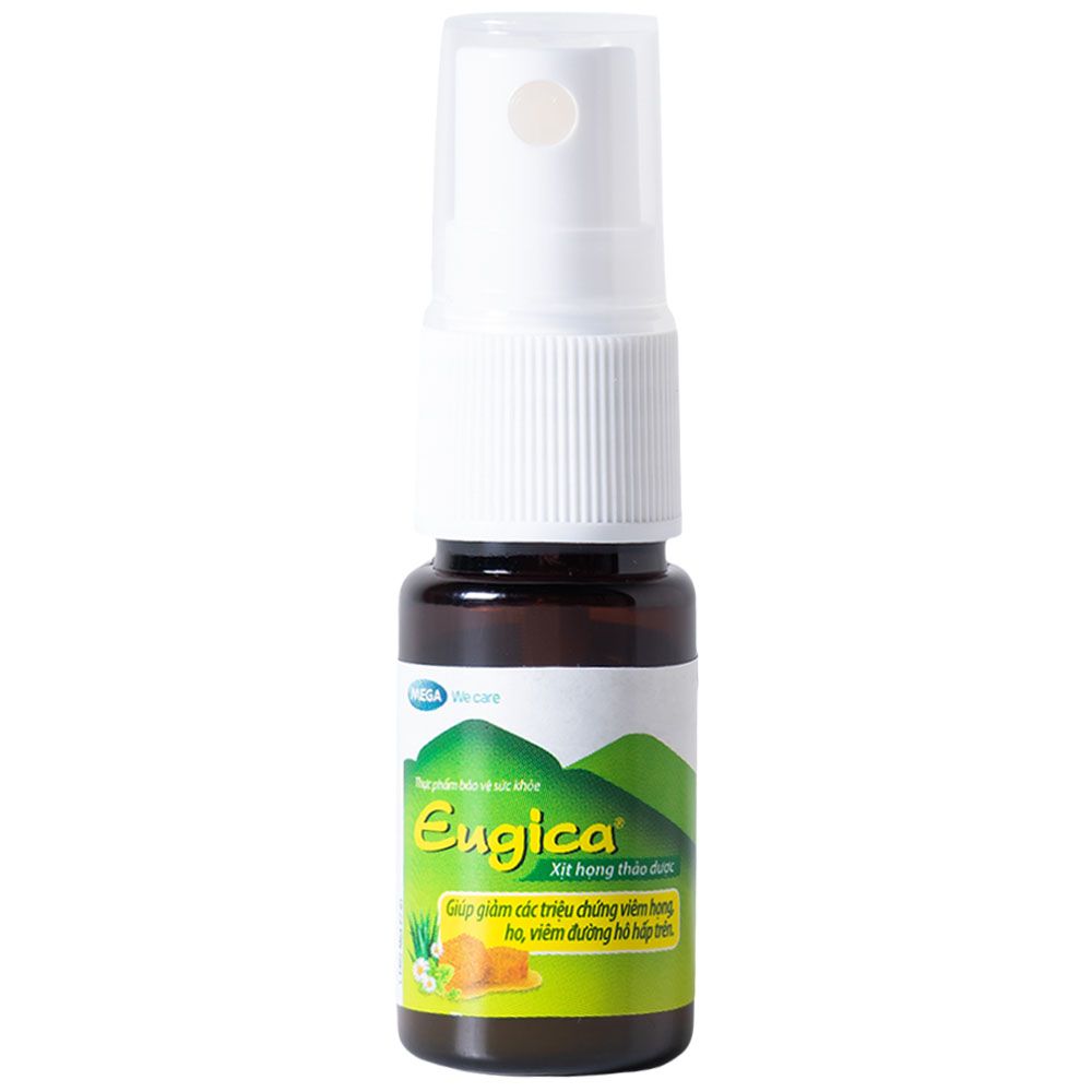  Xịt họng thảo dược Eugica Mega We Care giảm các triệu chứng viêm họng, ho, viêm đường hô hấp trên (10ml) 