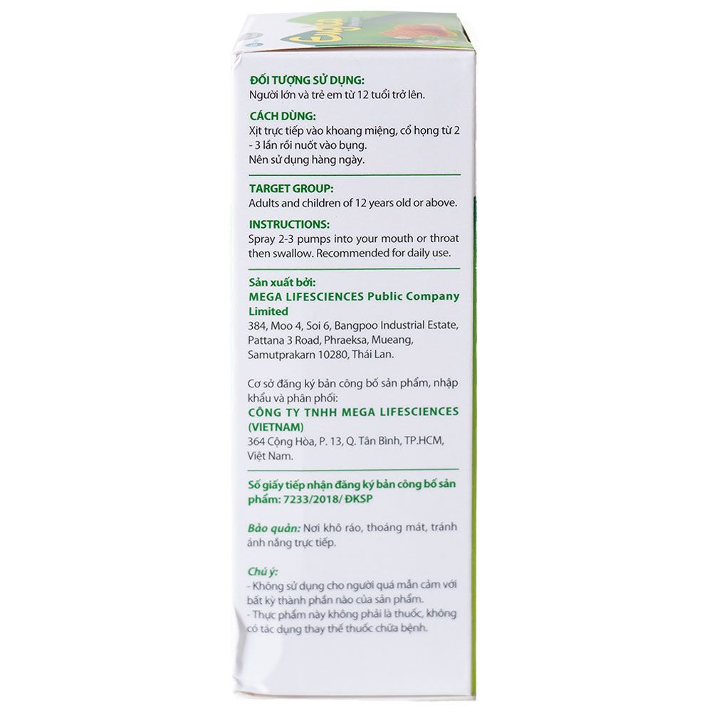  Xịt họng thảo dược Eugica Mega We Care giảm các triệu chứng viêm họng, ho, viêm đường hô hấp trên (10ml) 