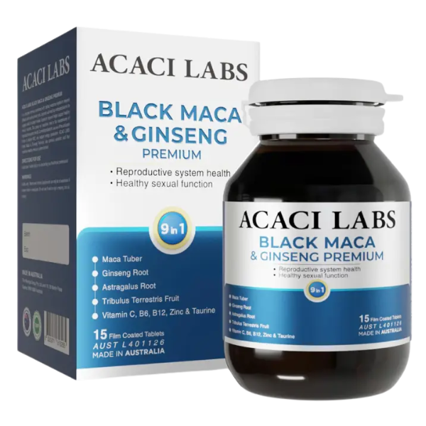  Viên uống bổ thận tăng cường sinh lý Acaci Labs Black Maca & Ginseng Premium (hộp 15 viên) - Australia 