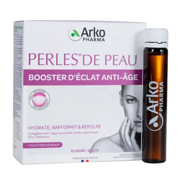  Nước uống collagen ARKOPHARMA PERLES DE PEAU hỗ trợ dưỡng ẩm da, làm đẹp da (Hộp 10 ống) - Pháp 