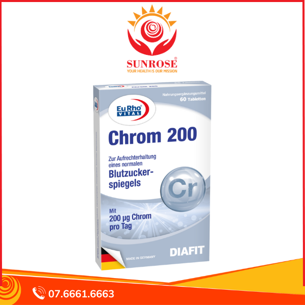  Chrom 200 - Viên uống hỗ trợ Cải thiện độ nhạy Insulin, giảm tình trạng cao huyết áp, Hộp 30 viên 
