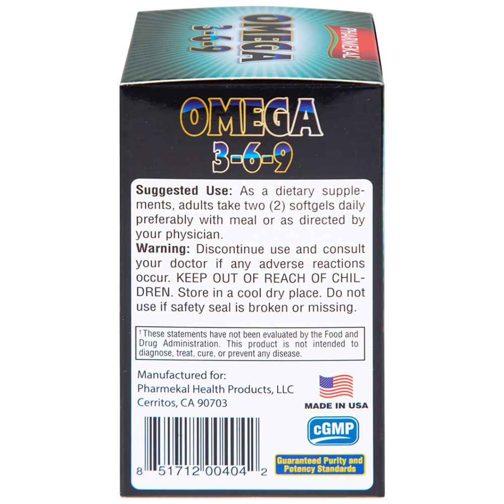  Viên uống Omega 3-6-9 Pharmekal hỗ trợ giảm nguy cơ xơ vữa động mạch (100 viên) 