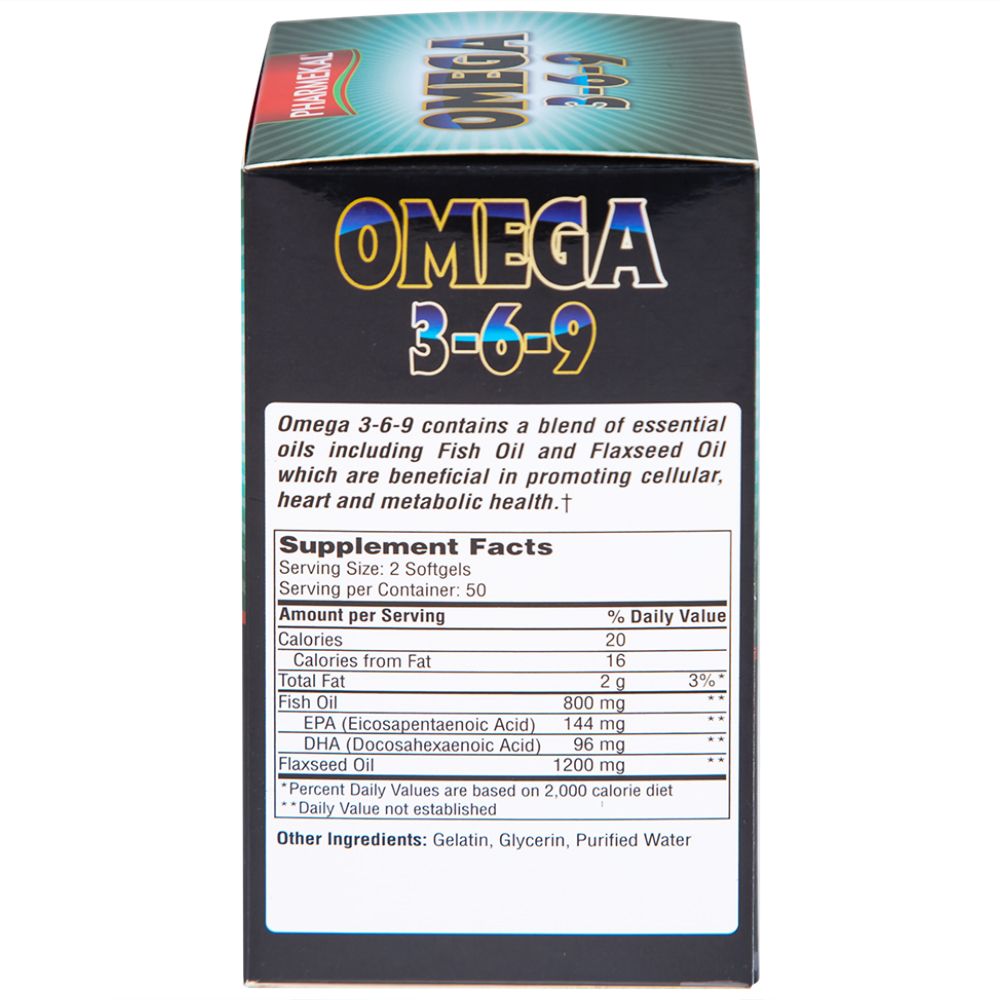 Viên uống Omega 3-6-9 Pharmekal hỗ trợ giảm nguy cơ xơ vữa động mạch (100 viên) 