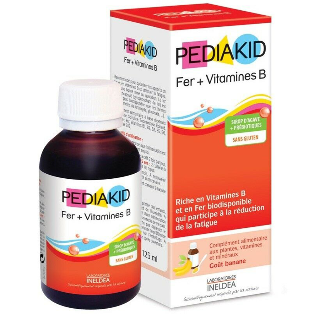  Siro Pediakid Fer + Vitamines B giúp bổ sung thảo mộc, Vitamin, khoảng chất (125ml) 
