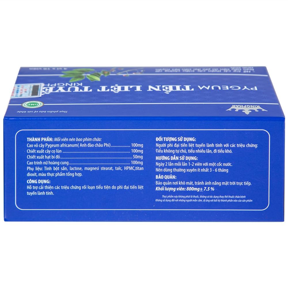  Viên uống Pygeum Tiền Liệt Tuyến Kingphar hỗ trợ cải thiện rối loạn tiểu tiện (4 vỉ x 10 viên) 