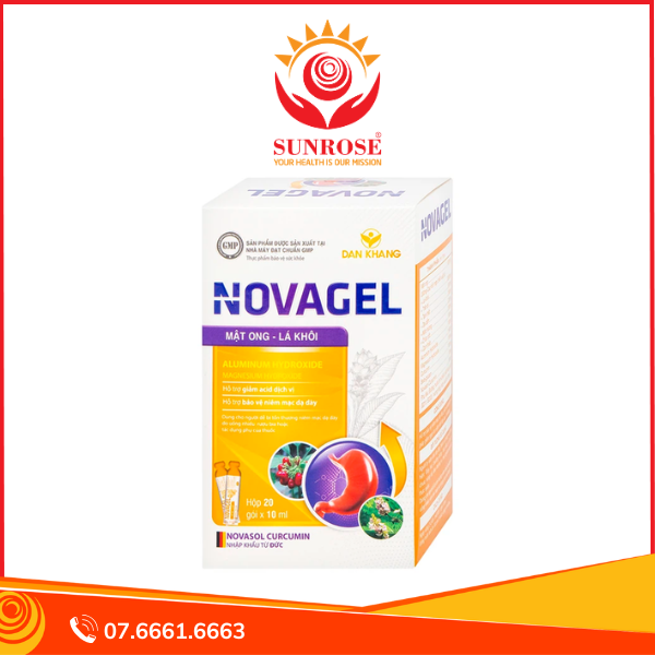  Hỗn Dịch Novagel Hỗ Trợ Giảm Acid Dịch Vị, Bảo Vệ Niêm Mạc Dạ Dày (Hộp 20 Gói X 10ml) 