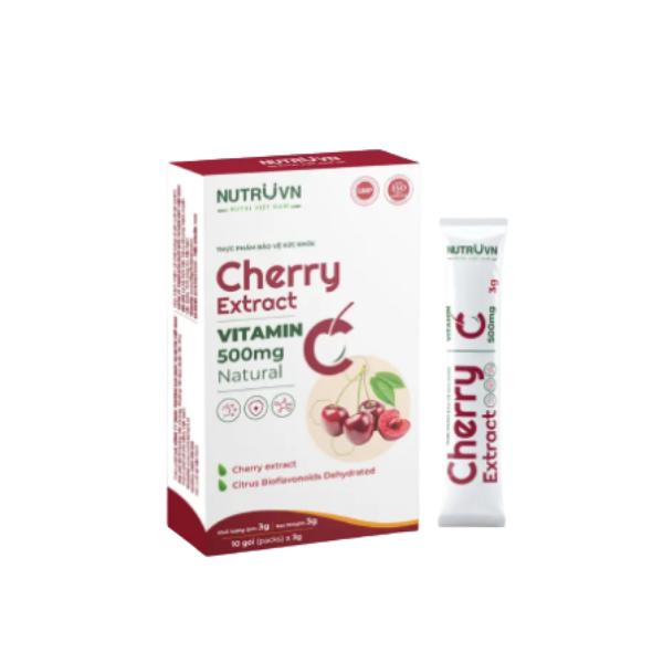  Cherry Extract bổ sung vitamin C tăng cường miễn dịch (10 gói) 