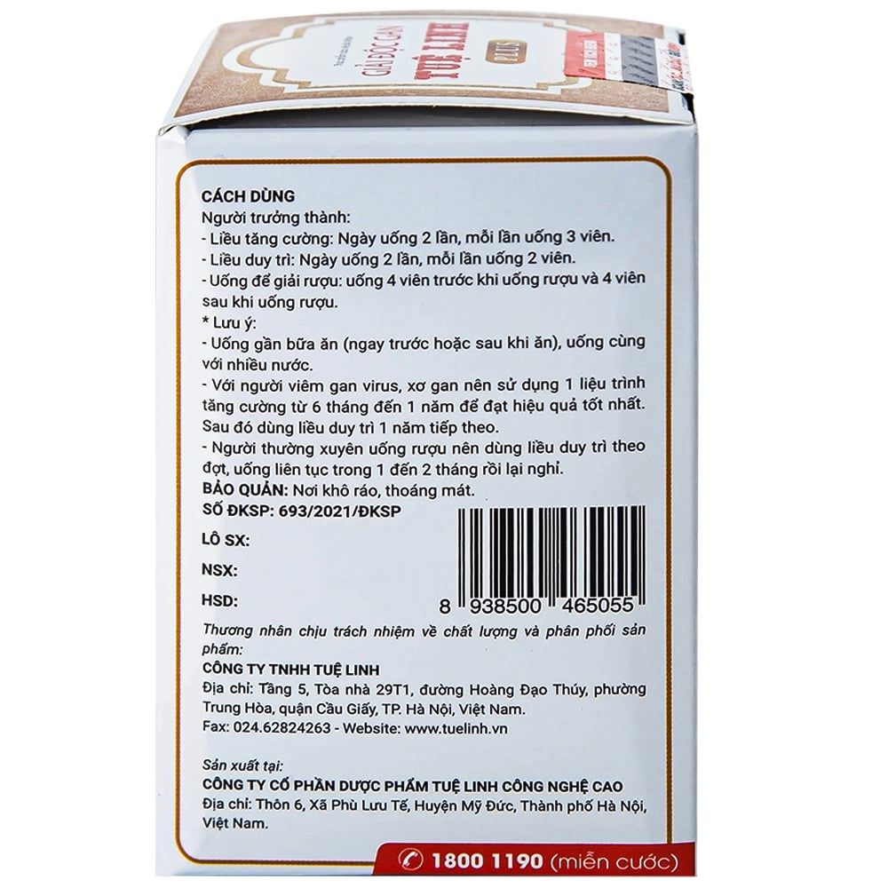  Viên uống Tuệ Linh Plus hỗ trợ giải độc gan, tăng cường chức năng gan (60 viên) 