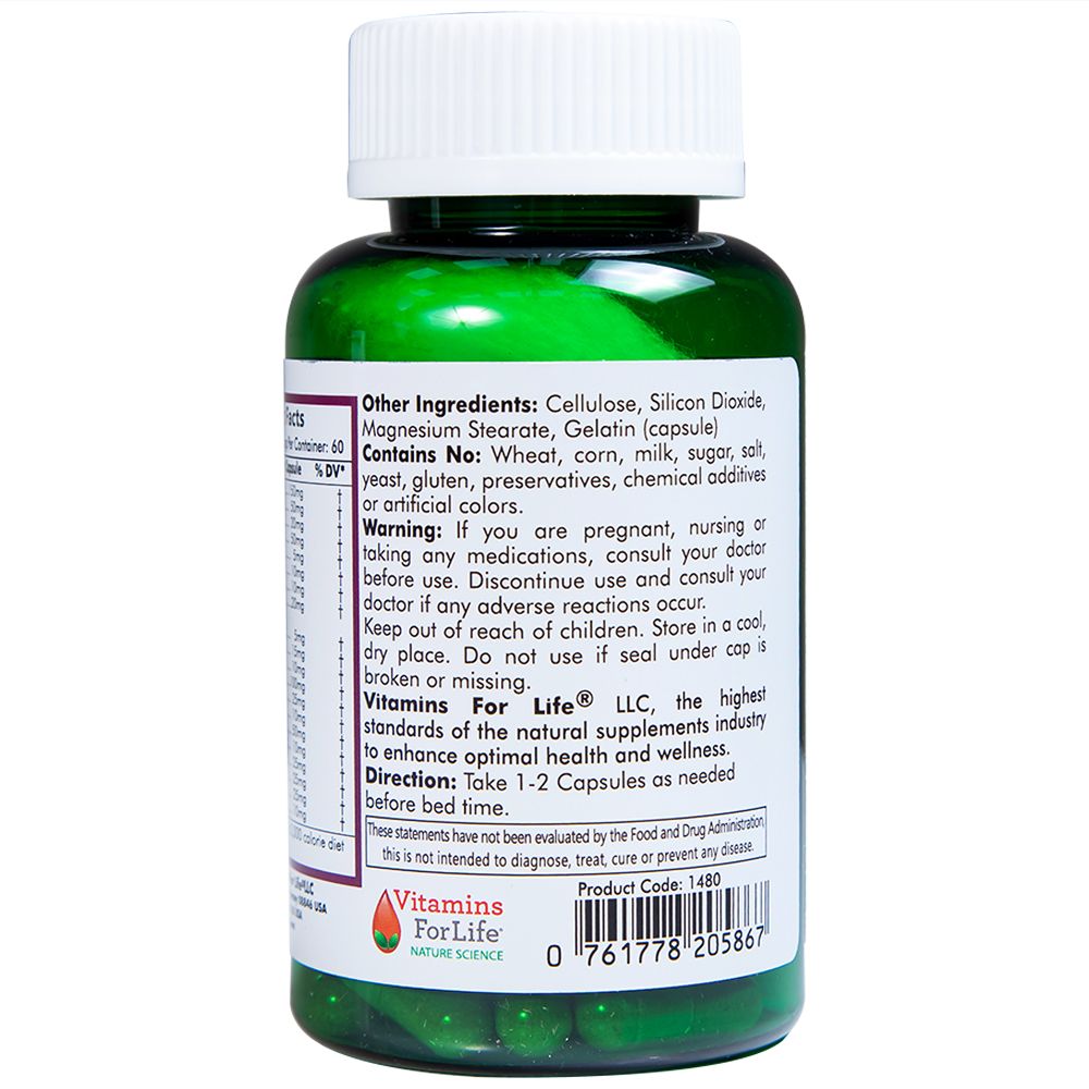 Viên uống Colon Care Vitamins For Life giúp nhuận tràng, giảm táo bón (60 viên) 