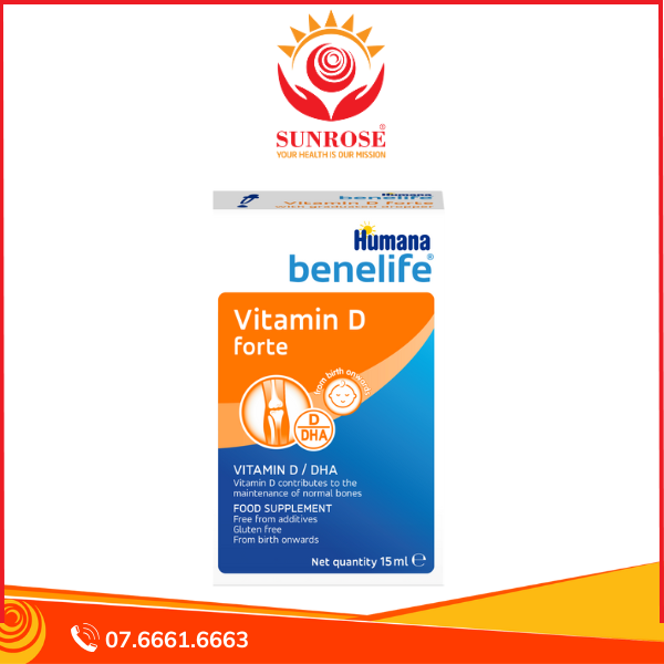  Vitamin D Humana Benelife Forte – Hỗ trợ phát triển xương & chiều cao – Lọ 15ml – Đức 
