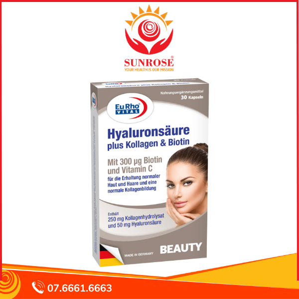  Viên uống Hyaluronic Acid + Collagen & Biotin – Dưỡng da căng mịn, tóc & móng chắc khỏe – Hộp 30 viên 