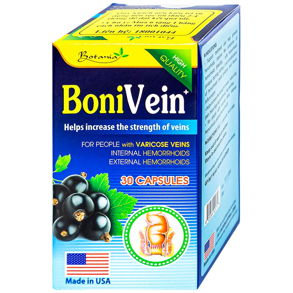  Viên uống BoniVein Botania hỗ trợ tăng sức bền của tĩnh mạch (30 viên) 