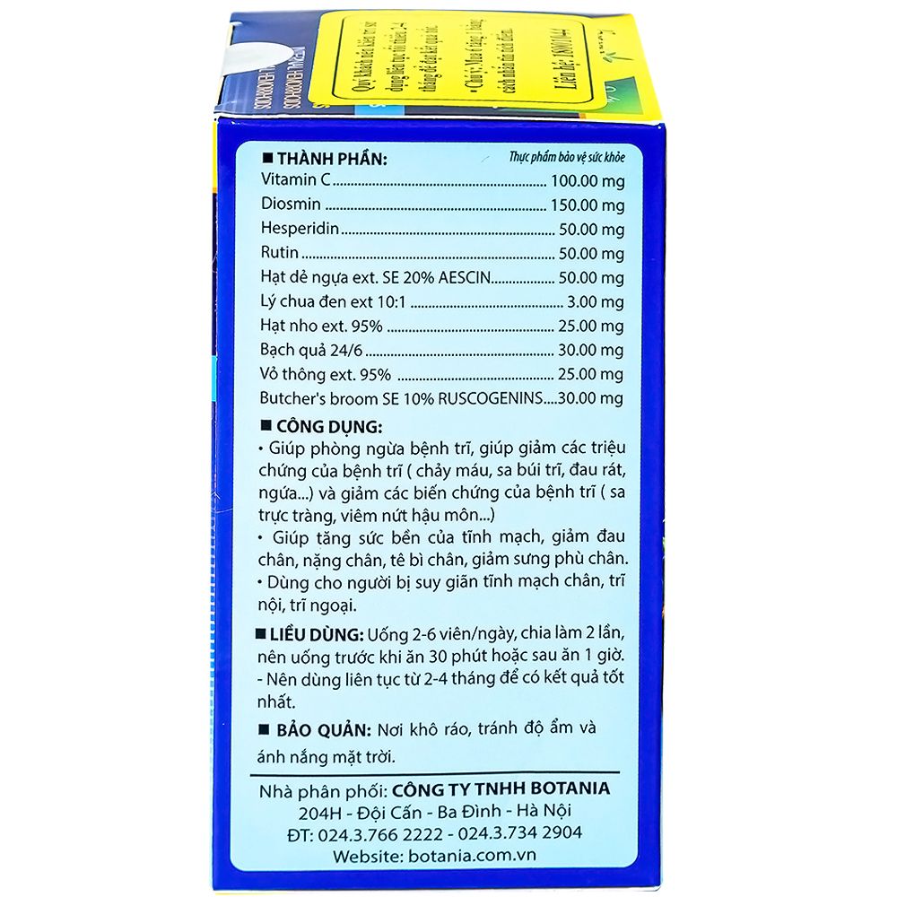  Viên uống BoniVein Botania hỗ trợ tăng sức bền của tĩnh mạch (30 viên) 