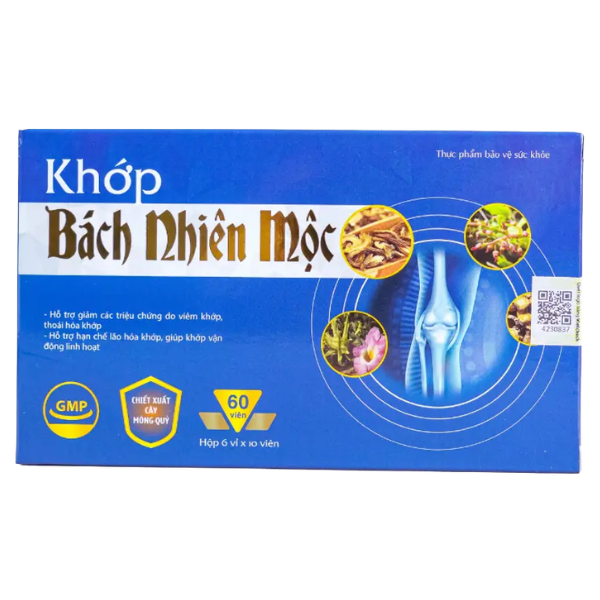  TPBVSK Khớp Bách Nhiên Mộc Hỗ trợ giảm các triệu chứng do viêm khớp, thoái hóa khớp, lão hóa khớp (Hộp 60 viên) - Việt Nam 