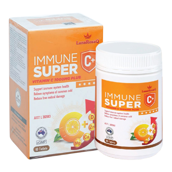  Thực phẩm bảo vệ sức khỏe LunaRosaQ Immune Super C+ (hộp 60 viên) - Australia 