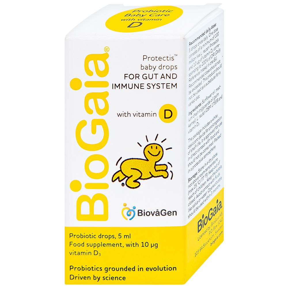 Men vi sinh BioGaia Protectis Baby Drops Vitamin D3 bổ sung lợi khuẩn cho đường tiêu hóa và vitamin D (5ml) 
