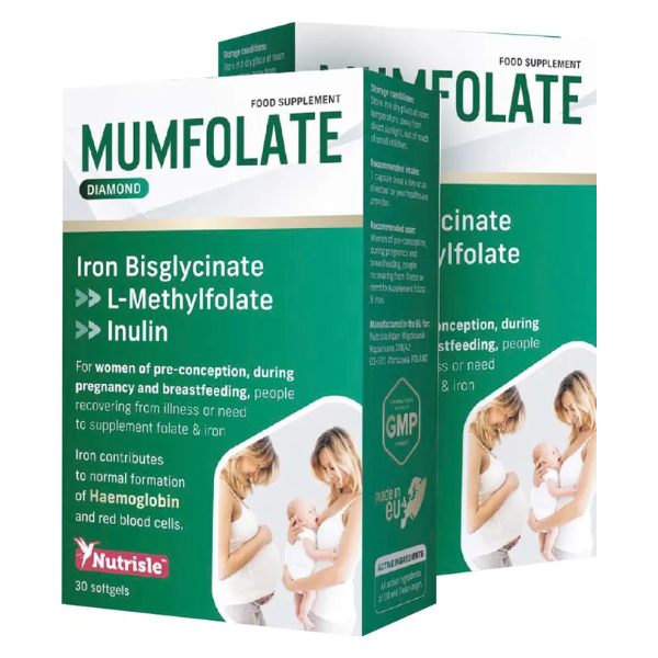  Thực phẩm bảo vệ sức khỏe MumFolate Diamond hỗ trợ bổ sung sắt và acid folic (Hộp 30 viên) - Ba Lan 