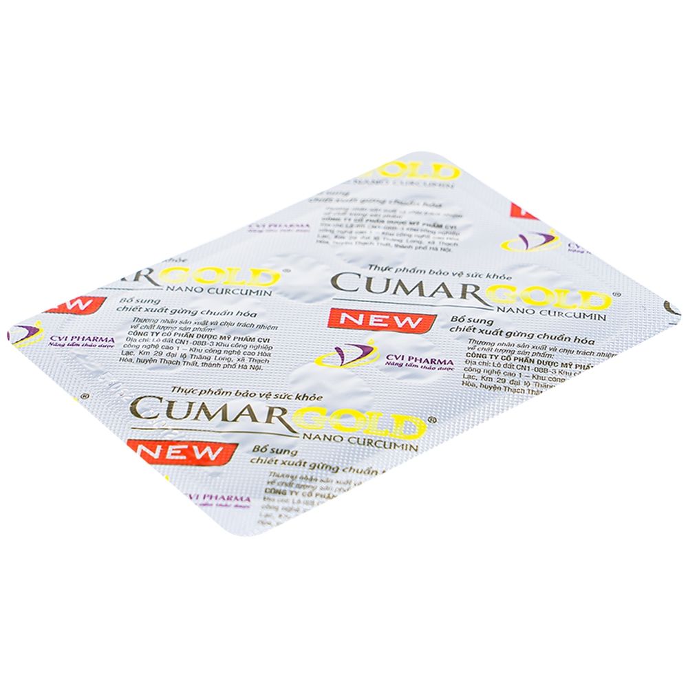  Viên uống CumarGold Nano Curcumin New CVI Pharma hỗ trợ bảo vệ niêm mạc dạ dày (4 vỉ x 10 viên) 
