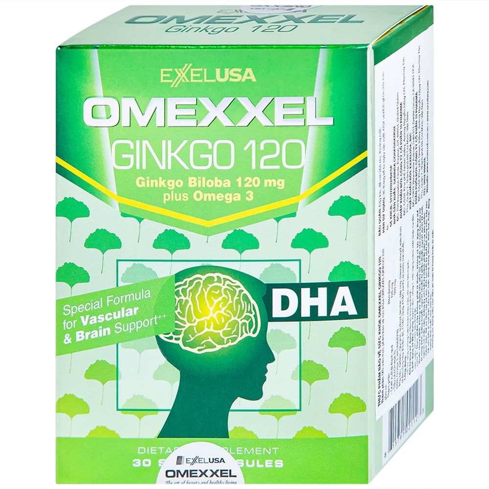  Viên uống Omexxel Ginkgo 120 Excelife hỗ trợ tăng cường tuần hoàn máu não, tốt cho tim mạch (2 vỉ x 15 viên) 