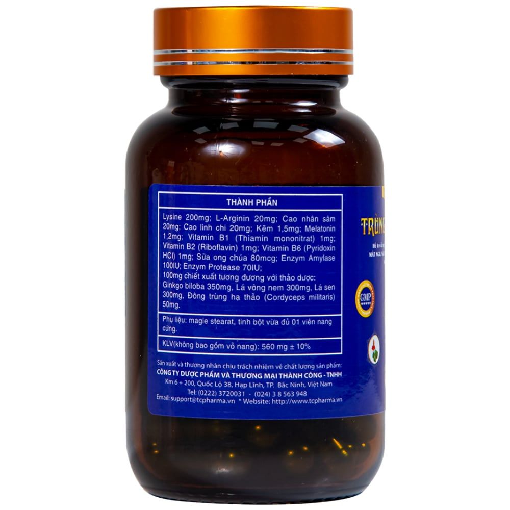  Viên uống Trùng Thảo Gold Thành Công hỗ trợ dễ ngủ, ngủ sâu giấc (30 viên) 