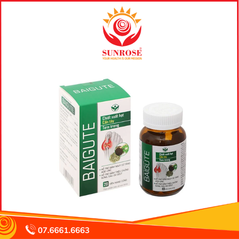  Baigute hỗ trợ cải thiện triệu chứng sưng, đau khớp do gout hộp 20 viên 