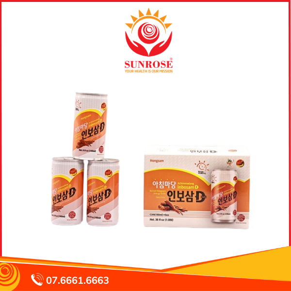  Nước Hồng Sâm 180ml x 6 Lon Inbosam D Achimmadang Hàn Quốc 