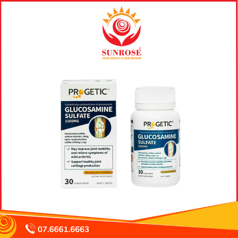  Progetic Glucosamine Sulfate tăng tiết dịch, giảm đau khớp chai 30 viên 