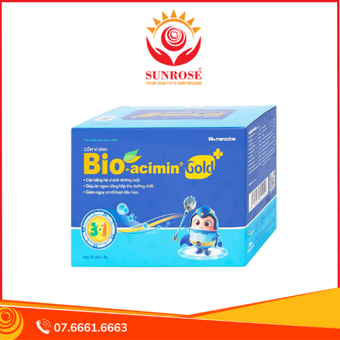 Cốm vi sinh Bioacimin Gold Meracine cân bằng hệ vi sinh đường ruột, giảm nguy cơ rối loạn tiêu hóa (30 gói) 