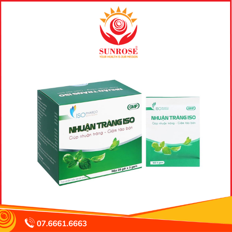  Bột IsoPharco Nhuận Tràng ISO bổ sung chất xơ, giảm táo bón hộp 20 gói x 3g 