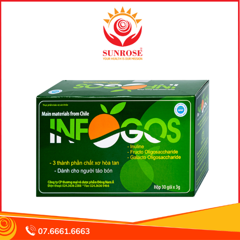  Bột chất xơ hoà tan Infogos hỗ trợ giảm táo bón hộp 30 gói x 3g 
