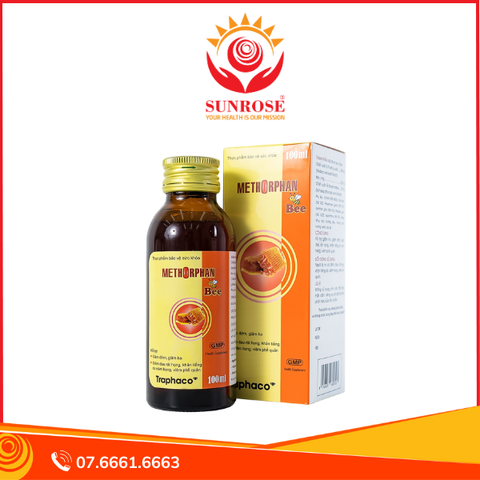  Siro Methorphan Bee Traphaco hỗ trợ giảm ho, giảm đờm, viêm họng (100ml) 