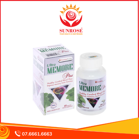  Ultra Memore Plus bổ não, cải thiện trí nhớ chai 60 viên 
