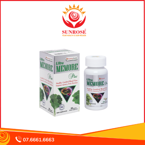  Ultra Memore Plus bổ não, cải thiện trí nhớ chai 30 viên 