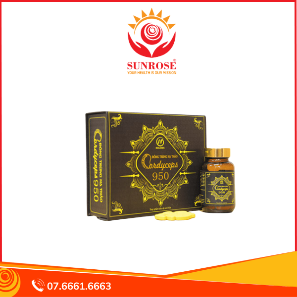  Đông Trùng Hạ Thảo Cordyceps 950 Hỗ Trợ Đẩy Lùi Lão Hoá, Ung Thư Hộp 2 Lọ x 30 Viên 