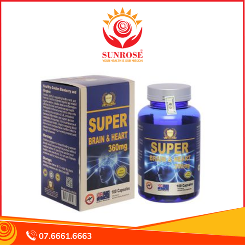  Thực phẩm bảo vệ sức khỏe Super Brain & Heart 360mg (100 Viên) 