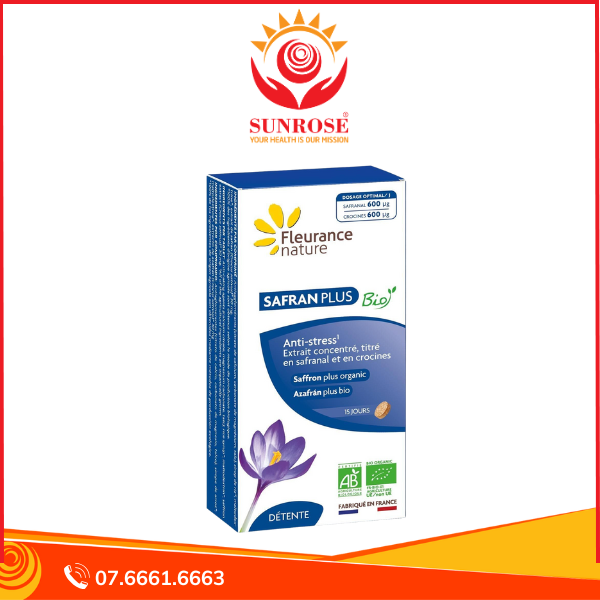  Viên uống Safran Plus – Nhụy hoa nghệ tây hữu cơ, giảm căng thẳng, thư giãn tinh thần – Hộp 15 viên 