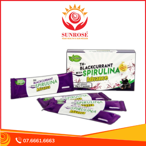  Tảo Xoắn TH-Blackcurrant with Spirulina Advance hỗ trợ giảm cholesterol, tăng cường sức khỏe 7 gói 