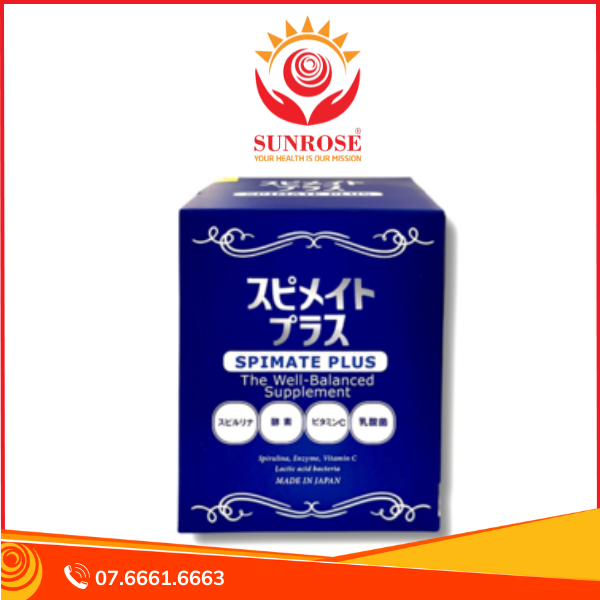  Spirulina Spimate Plus – Bổ sung thảo dược và vitamin – Hỗ trợ tăng cường sức đề kháng, nâng cao thể trạng – Hộp 15 gói – Nhật Bản 